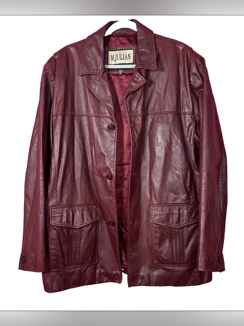 Wilson’s M Julian Burgundy Genuine Leather Jacket XL Vintage Y2K 90s 2000s Retro
